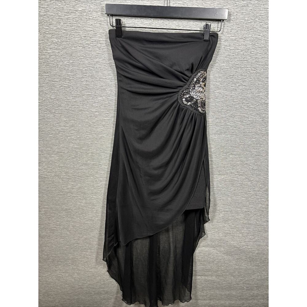 Just Choon Strapless Dress Women’s Black Cinched Waist Rhinestones Size 2